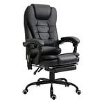 Vinsetto Fauteuil de Bureau massant, Chaise de Bureau, Chaise Ergonomique avec Hauteur réglable, Dossier inclinable et télécommande Filaire, Repose-Pieds rétractable et pivotant à 360°, Noir