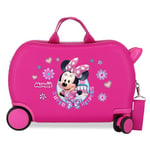 Joumma Disney Minnie Helpers Valise Cabine pour Enfant, fabriquée en ABS, matériau résistant, Quatre Roues Doubles à Rotation multidirectionnelle, Fermeture à Combinaison latérale, Fuchsia, Valise