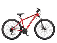 Insync Zonda Men's Mountain Bike With Lightweight Alloy Wheels & 19-Inch Alloy Frame, 21-Speed Shimano Gearing & EZ Fire Shifters, Freewheel 7-Speed Index 14-28T, Disc Brakes, Red Colour