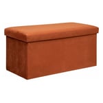 Atmosphera Créateur D'intérieur - Banquette Coffre Pliable en Velours 'Lilou' 76cm Ambre