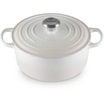 Cocotte Signature en Fonte Émaillée avec Couvercle, 24 cm, Ronde, 4,2 l, 4,305 kg, Meringue, 21177247164430 - Le Creuset