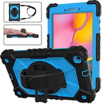 Étui pour Samsung Galaxy Tab A 8.0" 2019 (SM-T290/T295) Coque résistante aux Chocs avec Pied Rotatif Dragonne Bandoulière Sac pour Galaxy Tab A 8.0"