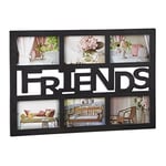 Relaxdays 10021992 Cadre photos Friends pour 6 photos Galerie Photothèque mural plastique HxlxP: 33 x 48 x 1,5 cm, noir