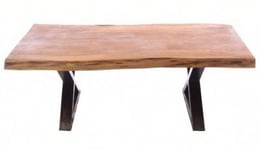 Old Empire Mango Wood Cross Legged 160cm Live Edge Dining Table - 6 Seater