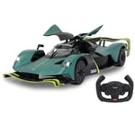 JAMARA Aston Martin Valkyrie AMR Pro 1:14 Vert foncé Porte Manuelle 2,4 GHz – Licence Officielle, intérieur détaillé, Peinture fidèle à l'original, Pare-Brise Transparent, lumière LED, Voiture RC