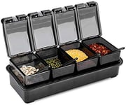 4Pcs Spice Jars Pepper Box Black Seasoning Rack Spice Racks Pots Acrylic Storage Container Condiment Jars Cruet with Lid & Spoon Non Slip Kitchen Utensils Supplies Transparent Seasoning Storage Box