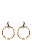 IBB 18ct Two-Tone Gold Bail Circular Hoop Stud Earrings, Gold/Silver