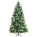 Sapin de Noël Enneigé Artificiel de 180cm avec 850 Rameaux en pvc+pe à Charnières Support Métallique Pliable sans Lumières - Costway