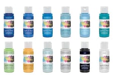 Artiste Set of 12 Ocean Themed Acrylic Paints 59ml/2Oz, Quick-Drying Professional Art, Craft and Hobby Artists Paint, Travel Artists, Vibrant Colour, Water-Based Paints Cover All Surfaces