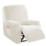 jianyana Velours Housse de Fauteuil Extensible, Prime Housse pour Fauteuil Relax Electrique 4 Pièce, Coloré Housse de Fauteuil Inclinable Protecteur Relax 1 Place, Blanc …