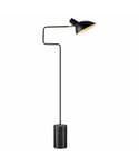 Metropole Deluxe gulvlampe med svingarm, lampefot i marmor, høyde 138 cm, Sort