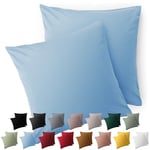 Blumtal Taie Oreiller 65x65 Lot de 2 - Housse de Coussin Microfibre - Taies d'oreillers avec Fermeture enveloppe, certifiée Oeko-Tex, Extra Douce et Lavable - Bleu