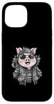 Coque pour iPhone 15 Cochon kawaii de dessin animé avec une tenue de dragon cool