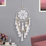BBLAC 2KEY Dream Catchers Wall Decor | Macrame Tassel Dreamcatcher for Bedroom and Living Room | White Boho Dream Catcher with Beads Lights and Gift Bag