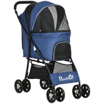 Pet Stroller Dog Pram Pushchair Cat Travel Carriage with Universal Wheels, Brake, Canopy, Storage Bag