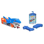 Hot Wheels City Requin Transporteur, Camion Qui avale Les Petites Voitures et Peut en contenir & Color Reveal, Deux Voitures mystère Qui changent de Couleur dans l'eau, modèle aléatoire