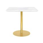 Gubi - Gubi 1. Dining Table, Bredd: 80 cm, Skiva: Marmor - Marrone Emperador, Bas: Mässing, Storlek: 80 x 80 cm, Skiva: Marmor - Marrone Emperador, Underrede: Mässing - Spisebord - Brun - Glass/Metall