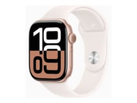 Apple Watch Series 10 (Gps + Cellular) - 46 Mm - Gull Titan - Smartklokke Med Sportsbånd - Fluorelastomer - Stjernelys - Båndbredde: M/L - 64 Gb - Lte, Wi-Fi 4, Uwb, Bluetooth - 4G - 41.7 G