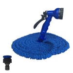 Tuyau d'arrosage flexible Tuyaux extensible magique Tuyau en plastique tuyau d'eau avec Pistolet de lavage de voiture pulvérisation-bleu