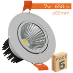 Led Atomant Sl - Focus Downlight led 7W 650LM Orientable Coupe 65mm Blanc Froid 6500K - Lot de 5 u.