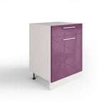 Easy Cuisine - Meuble de Cuisine Bas, 60 cm, 1 Porte avec 1 Tiroir - Aubergine