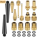 Boyigog 24PCS Brass Bike Pump Adapter - Schrader Valve, Presta Valve, Dunlop/Woods Tyre Valve Adaptor, Bicycle Tire Pump Adapter(AV DV SV) for Tire Inflator Air Pump Compressor