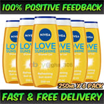 NIVEA Love Sunshine Shower Gel 250ml x 6 Pack Refreshing & Caring with Aloe Vera