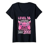 Womens Level 16 Unlocked 16th birthday girl video gamer 16 year old V-Neck T-Shirt