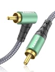 Câble Audio RCA Angle Droit 1M avec Fiche Jack Plaqué Or 24K RCA Mâle vers RCA Mâle-Càble Coaxial RCA pour Subwoofer,Haut-Parleurs,Barre De Son,Home Cinéma et Systèmes HiFi