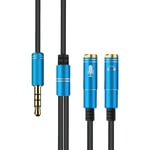 YGMO JJS ATR 2-in-1 3.5mm Male to Double 3.5mm Female TPE High-elastic Audio Cable Splitter, Cable Length: 32cm(Black) (Color : Blue)