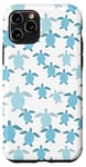 Coque pour iPhone 11 Pro Joli motif floral tortue de mer bleu marine corail et coquillage