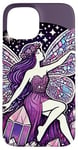 Coque pour iPhone 15 Illustration de fée en cristal violet améthyste