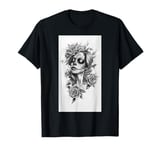 Tattoo Sketch Mexican Art Rose Dia Skull art T-Shirt