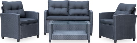 OUTDOOR loungeset 4-sits, Svart