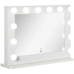 Hollywood-Spegel med Dimbara LED, 80x60cm, Vit