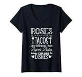 Womens Roses Are Red Tacos Funny Valentine Day Food Lover Tacos V-Neck T-Shirt