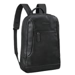 STILORD 'Bradley' Vintage Sac à Dos Cuir pour Ordinateur 15.6 Pouces Grand Sac College Femme Sac de Travail Homme Voyage Backpack D'affaires, Couleur:ossidiana nero