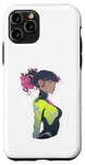 Coque pour iPhone 11 Pro Purple & Black Hair Cyber-punk Anime & Manga Style Girl