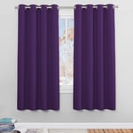 PONY DANCE Thermal Blackout Drapes - 72 Drop Window Eyelets Blinds Light Blocking for Living Room Home Decoration Bedroom Curtain Panels, 2 PCs, 46 inch Wide by 72 inch Drop, Purple