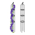 Relaxdays Trellis obélisque, Lot de 2, 160 m de Hauteur, Plantes grimpantes, en métal, Stable, Tour pour Rosier, Noir