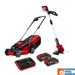 Einhell 18v Power X-Change Cordless Strimmer & Lawn Mower Garden Twin Kit Inc...