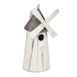 relaxdays Mangeoire à Oiseaux décorative, Bois, Design Moulin à Vent, Jardin, Balcon, HLP : 32x13,5x13,5 cm, Blanc/Gris