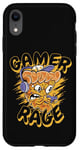 Coque pour iPhone XR Gamer Rage Tranche à pizza drôle de jeu dessin animé cool rétro