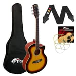  Tiger 3/4 Size Acoustic Guitar, Steel String Acoustic Guitar for Ages