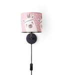 Paco Home - Lampe Table Chambre D'Enfant Applique Rue Pompiers Abat-jour Tissu Rond Lampe murale - Noir, Design 9 (Ø18 cm)