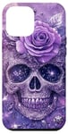 Coque pour iPhone 12 Pro Max Mignon rose violette et crâne avec étoiles crânes violets