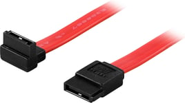 Deltaco SATA-03A1 - SATA-kabel - SATA (hunn) til SATA (hunn) - 30 cm - oppvinklet kontakt  rett kontakt - rød