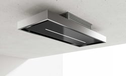 Airforce Sinergia F 100cm Ceiling Cooker Hood with Remote Control-Black Glass Finish with LED Strip Light