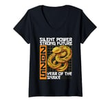 Womens Year Of The Wood Snake Chinese New Year 2025 V-Neck T-Shirt