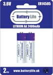 Battery Life AA 3.6v Batteries ER14505 Lithium (2 pack) 2400mAh for Garage Gate